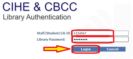 Enter your Library ID and Password and click on “Login”